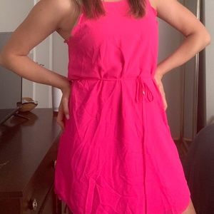 Hot Pink Scallop Hem Dress